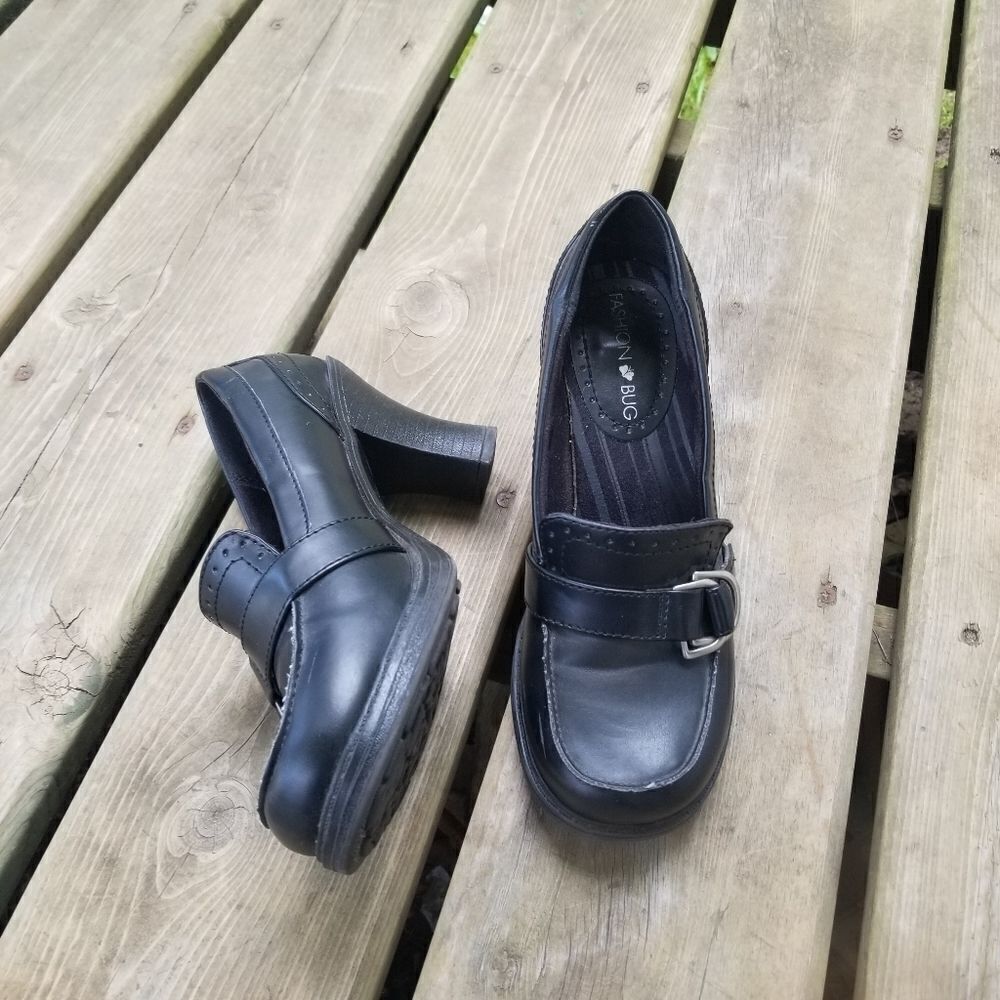 Vintage 90s y2k Heeled Platform Oxford Buckle Shoes Pumps 6‎